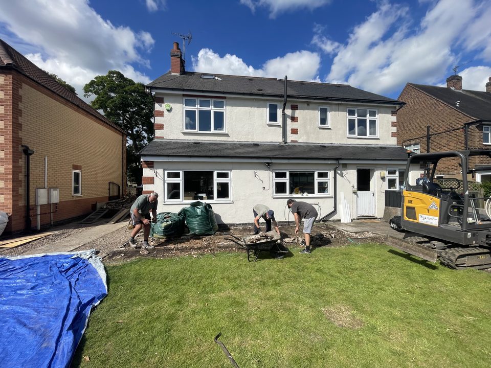 Rear of a house during extension groundworks