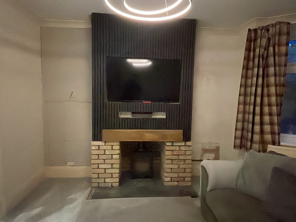Living room before the media wall was installed
