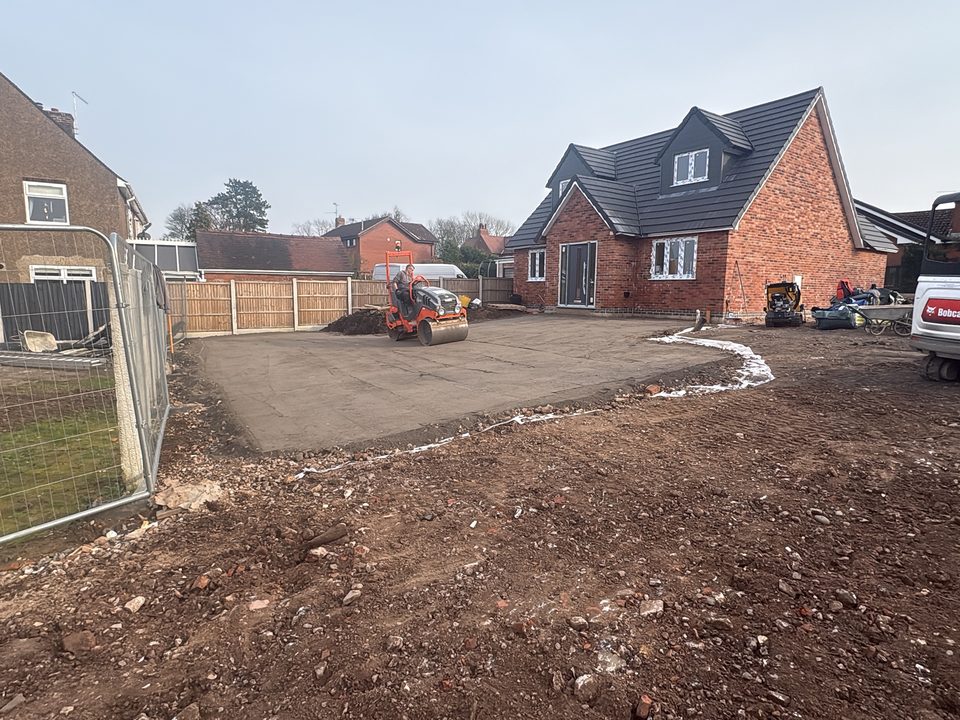 New build with the driveway being formed