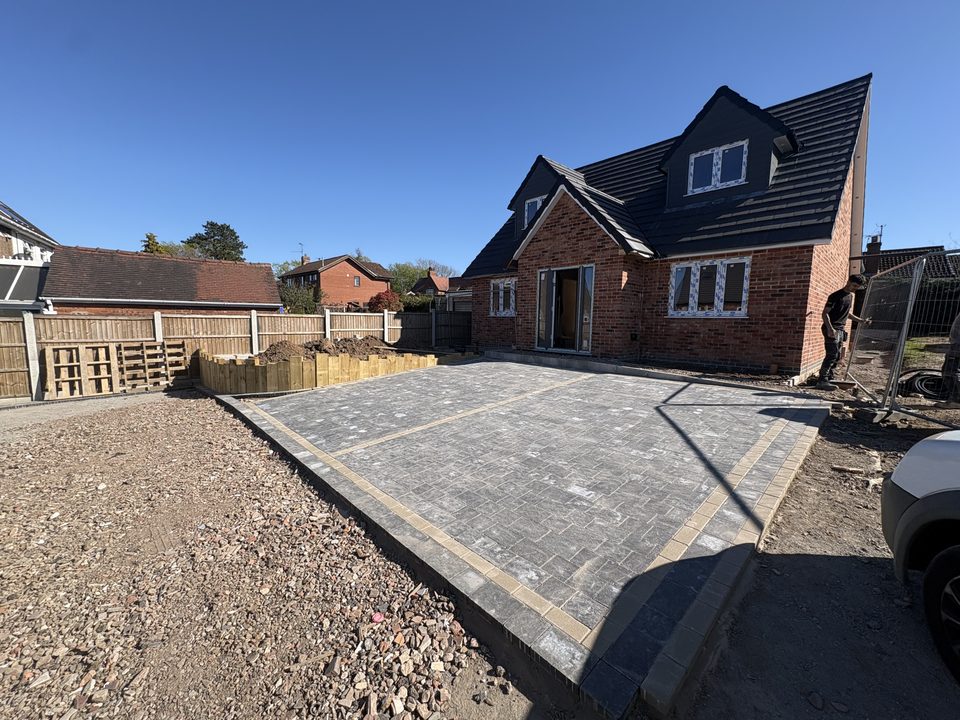Completed new build with a finished block paved driveway